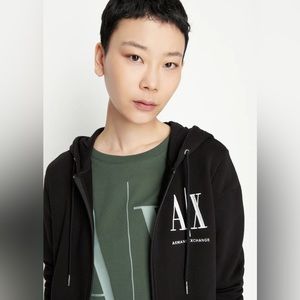 Armani Exchange Icon logo zip up hooded sweatshirt